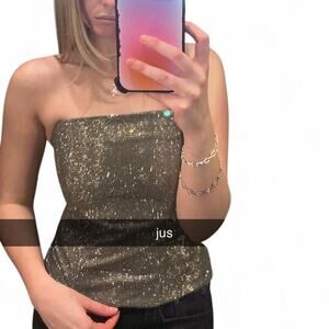 Zara strapless sequin glittery top